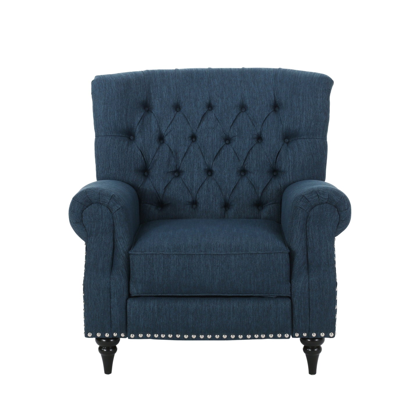 Fauteuil inclinable en tissu et bois d'hévéa Sunapee avec garniture cloutée par Christopher Knight Home