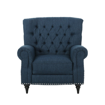 Fauteuil inclinable en tissu et bois d'hévéa Sunapee avec garniture cloutée par Christopher Knight Home