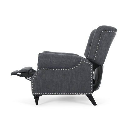 Fauteuil inclinable en tissu et bois d'hévéa Sunapee avec garniture cloutée par Christopher Knight Home