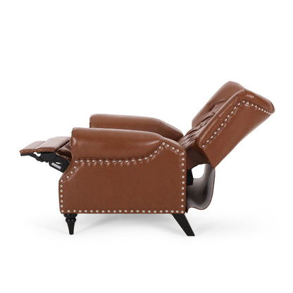 Fauteuil inclinable en tissu et bois d'hévéa Sunapee avec garniture cloutée par Christopher Knight Home