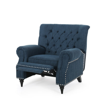 Fauteuil inclinable en tissu et bois d'hévéa Sunapee avec garniture cloutée par Christopher Knight Home