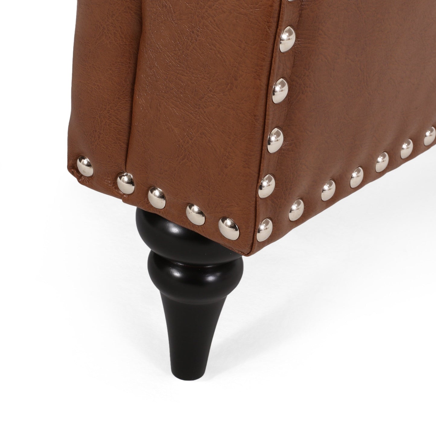 Fauteuil inclinable en tissu et bois d'hévéa Sunapee avec garniture cloutée par Christopher Knight Home