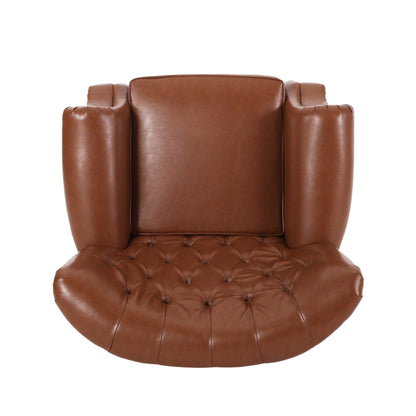 Fauteuil inclinable en tissu et bois d'hévéa Sunapee avec garniture cloutée par Christopher Knight Home