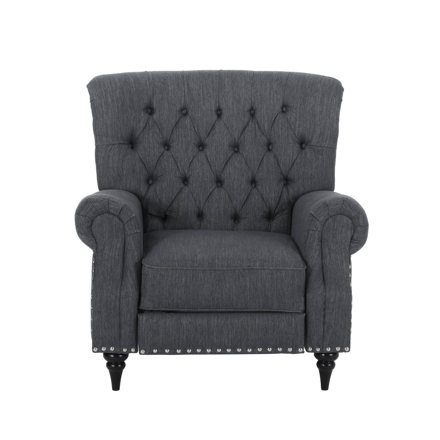 Fauteuil inclinable en tissu et bois d'hévéa Sunapee avec garniture cloutée par Christopher Knight Home