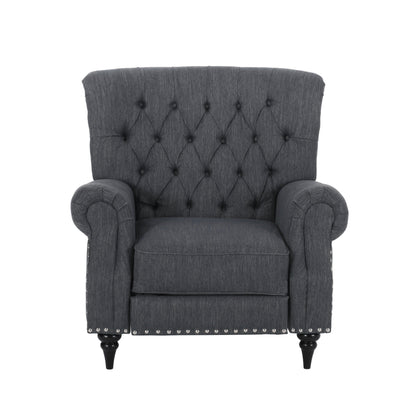 Fauteuil inclinable en tissu et bois d'hévéa Sunapee avec garniture cloutée par Christopher Knight Home