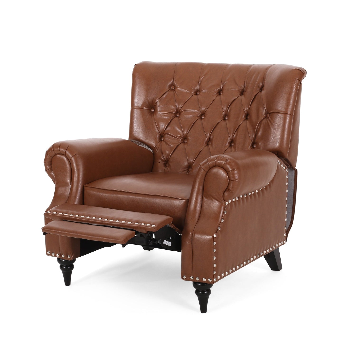 Fauteuil inclinable en tissu et bois d'hévéa Sunapee avec garniture cloutée par Christopher Knight Home