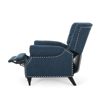 Fauteuil inclinable en tissu et bois d'hévéa Sunapee avec garniture cloutée par Christopher Knight Home