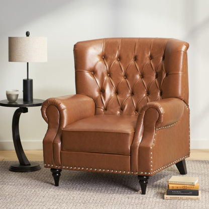 Fauteuil inclinable en tissu et bois d'hévéa Sunapee avec garniture cloutée par Christopher Knight Home