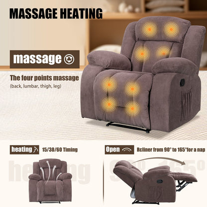 Fauteuil inclinable chauffant et massant de taille standard super confortable