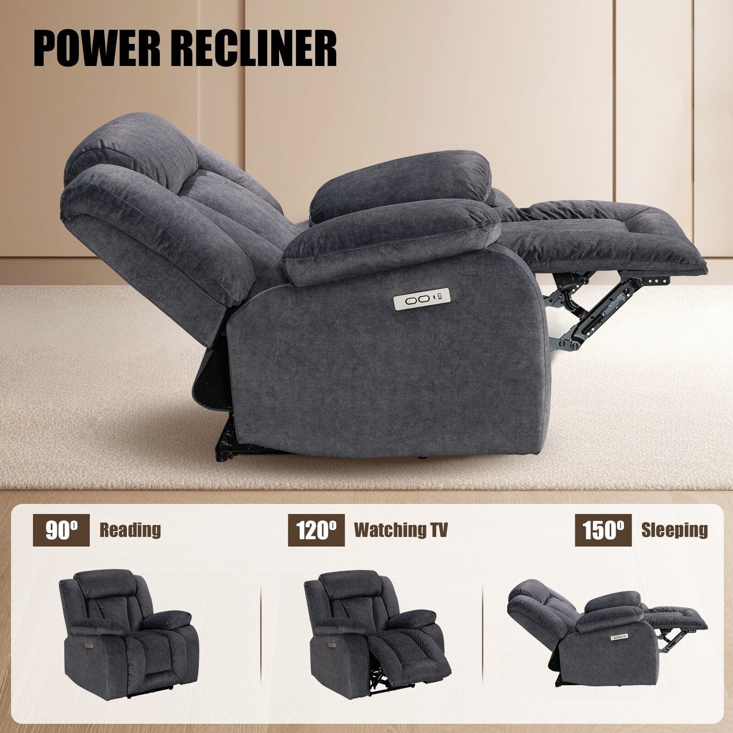 Fauteuil inclinable chauffant et massant de taille standard super confortable