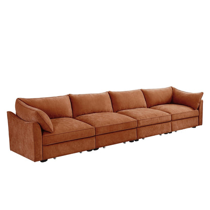 Canapé 4 places très large et profond avec tiroir de rangement coulissant sous chaque siège