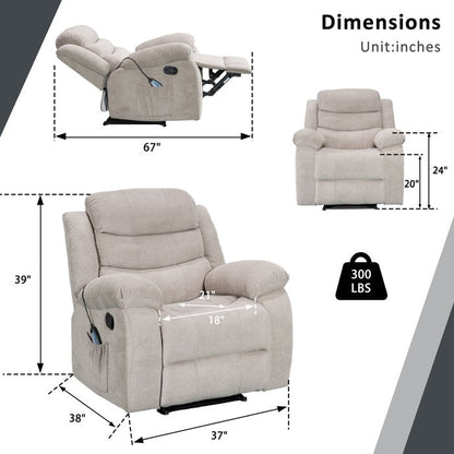 Fauteuil inclinable chauffant et massant manuel super doux