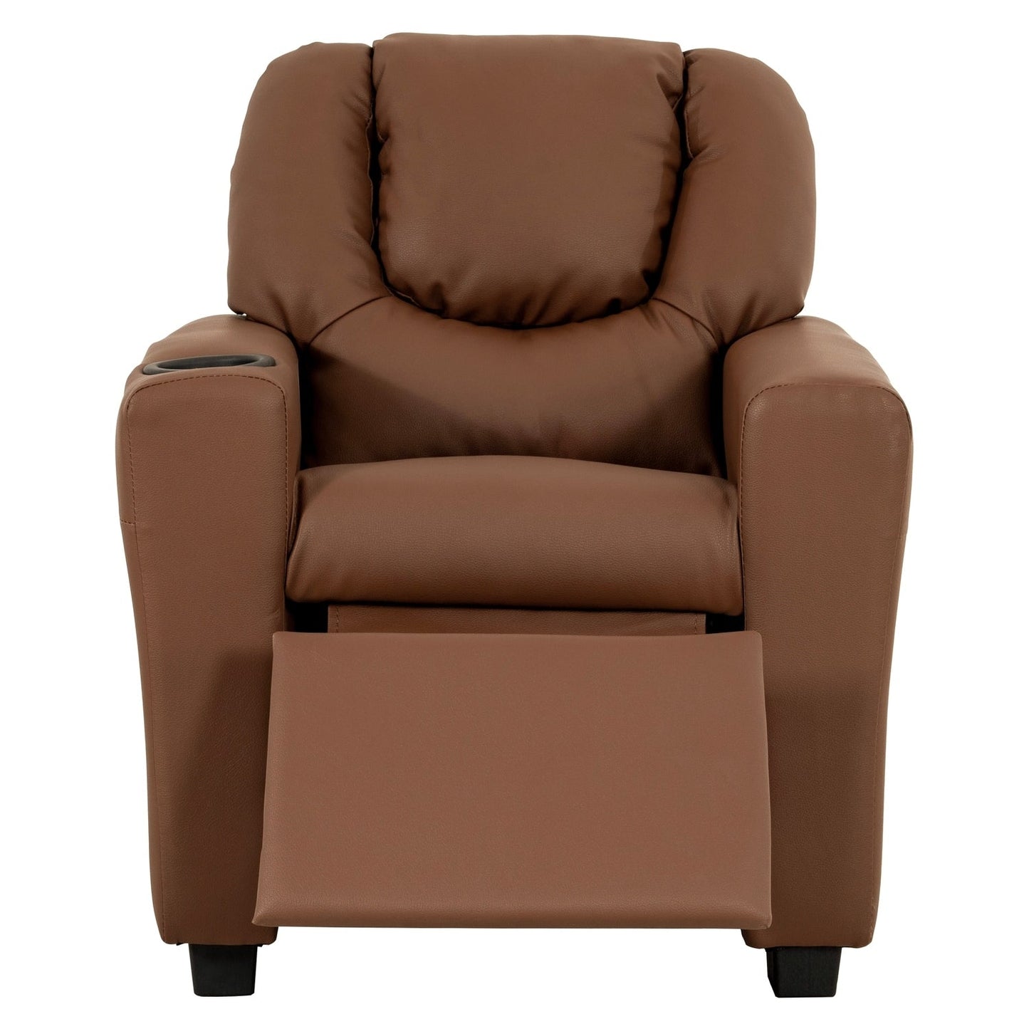 Fauteuil inclinable en PVC pour enfants avec fonction d'inclinaison par poussée, porte-gobelet et repose-pieds confortable