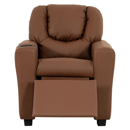Fauteuil inclinable en PVC pour enfants avec fonction d'inclinaison par poussée, porte-gobelet et repose-pieds confortable