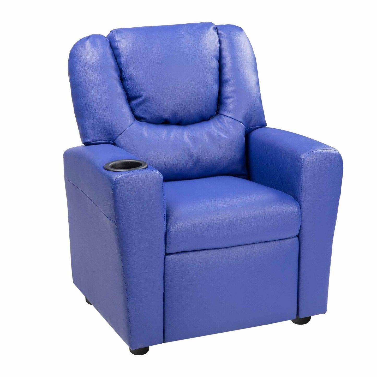 Fauteuil inclinable en PVC pour enfants avec fonction d'inclinaison par poussée, porte-gobelet et repose-pieds confortable