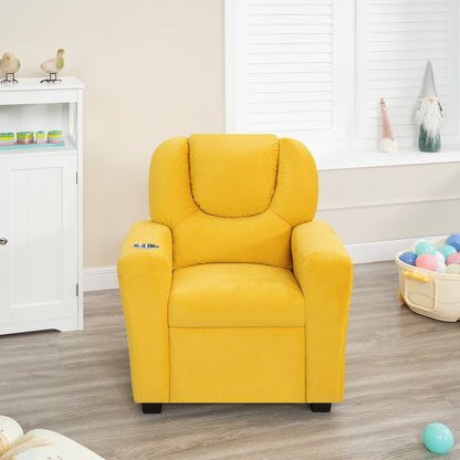 Fauteuil inclinable en PVC pour enfants avec fonction d'inclinaison par poussée, porte-gobelet et repose-pieds confortable