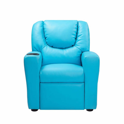 Fauteuil inclinable en PVC pour enfants avec fonction d'inclinaison par poussée, porte-gobelet et repose-pieds confortable