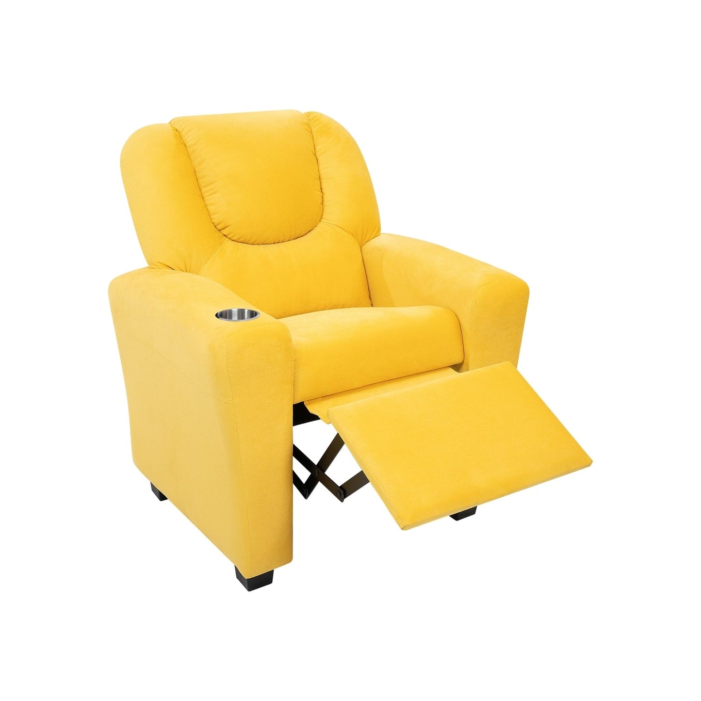 Fauteuil inclinable en PVC pour enfants avec fonction d'inclinaison par poussée, porte-gobelet et repose-pieds confortable