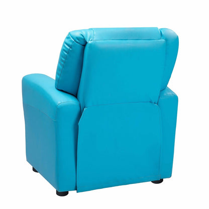 Fauteuil inclinable en PVC pour enfants avec fonction d'inclinaison par poussée, porte-gobelet et repose-pieds confortable