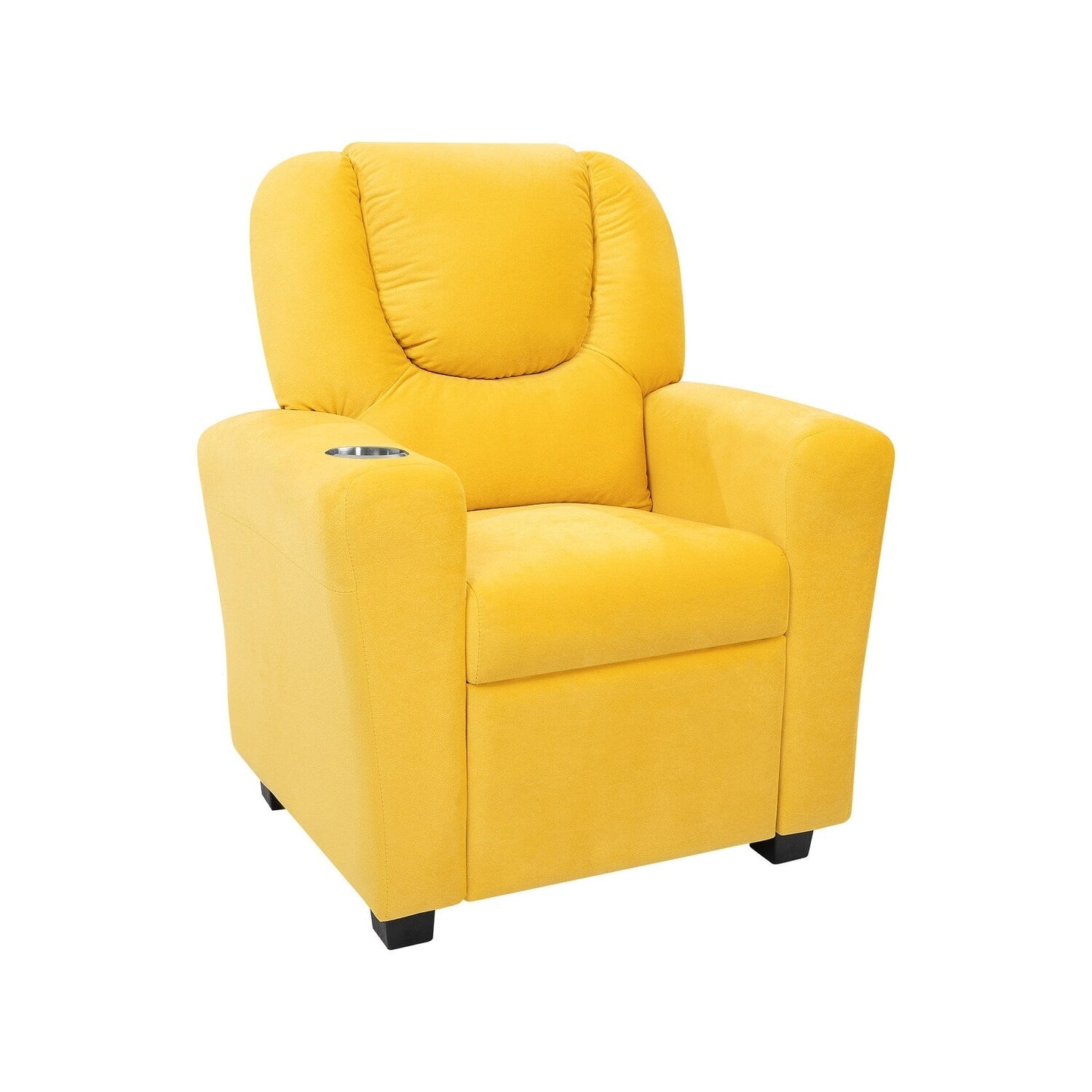 Fauteuil inclinable en PVC pour enfants avec fonction d'inclinaison par poussée, porte-gobelet et repose-pieds confortable