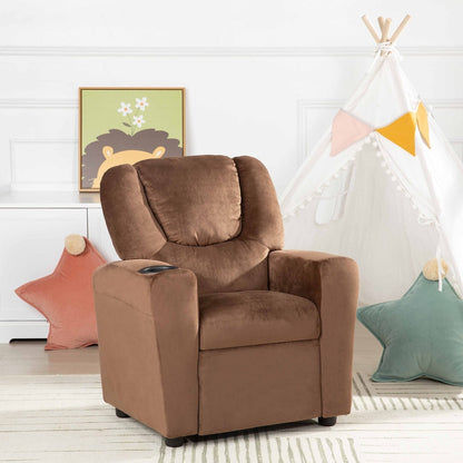 Fauteuil inclinable en PVC pour enfants avec fonction d'inclinaison par poussée, porte-gobelet et repose-pieds confortable