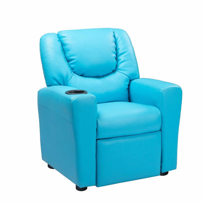 Fauteuil inclinable en PVC pour enfants avec fonction d'inclinaison par poussée, porte-gobelet et repose-pieds confortable