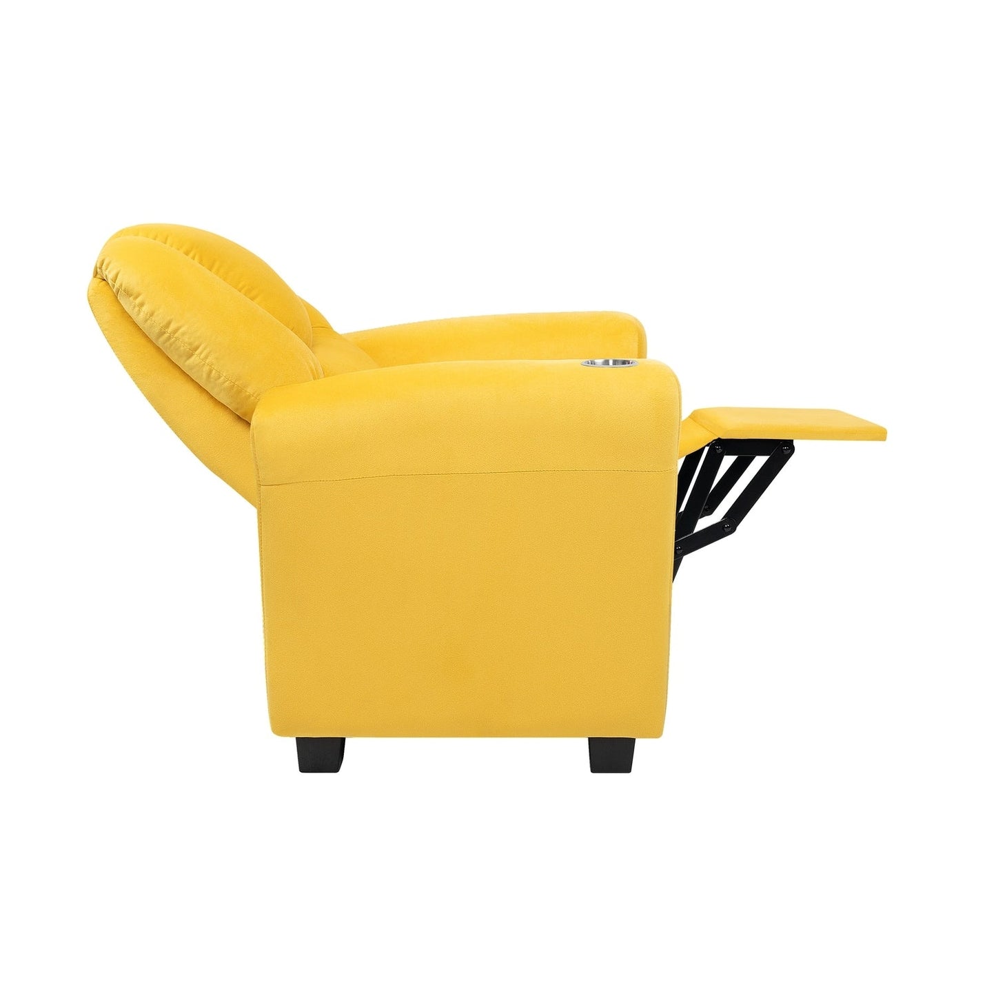 Fauteuil inclinable en PVC pour enfants avec fonction d'inclinaison par poussée, porte-gobelet et repose-pieds confortable