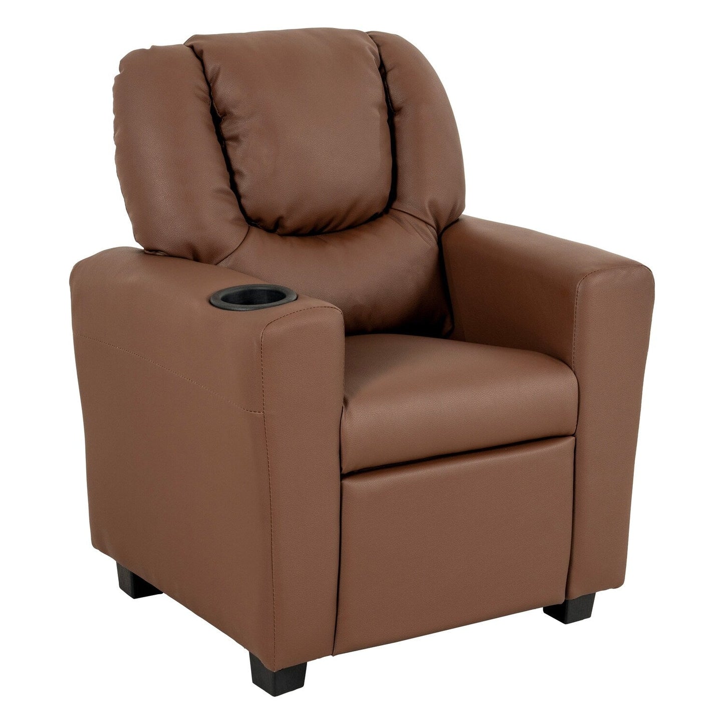 Fauteuil inclinable en PVC pour enfants avec fonction d'inclinaison par poussée, porte-gobelet et repose-pieds confortable