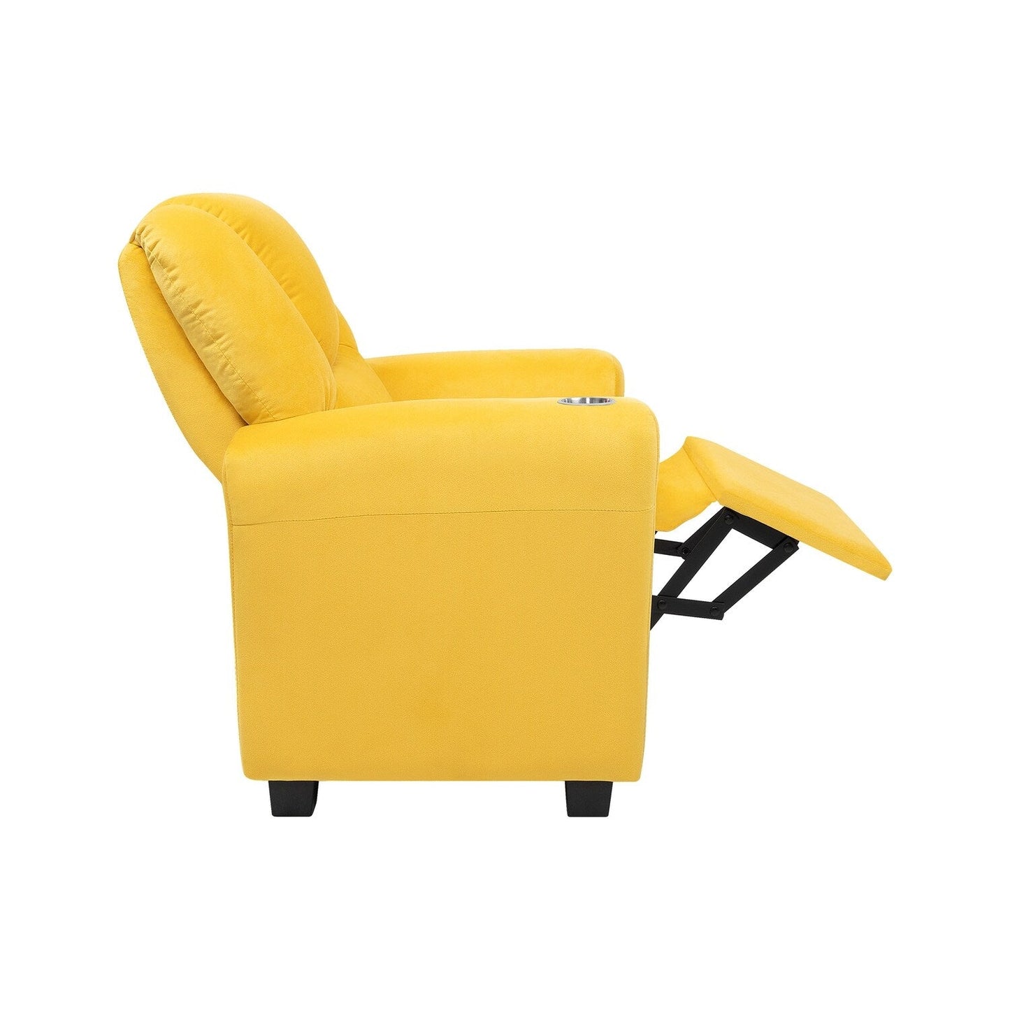 Fauteuil inclinable en PVC pour enfants avec fonction d'inclinaison par poussée, porte-gobelet et repose-pieds confortable