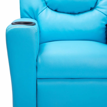 Fauteuil inclinable en PVC pour enfants avec fonction d'inclinaison par poussée, porte-gobelet et repose-pieds confortable