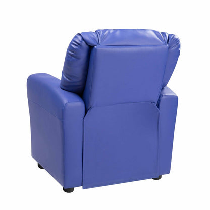 Fauteuil inclinable en PVC pour enfants avec fonction d'inclinaison par poussée, porte-gobelet et repose-pieds confortable