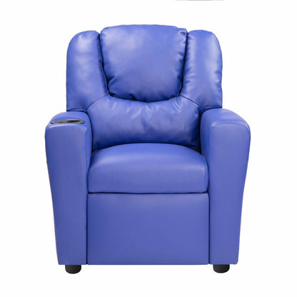 Fauteuil inclinable en PVC pour enfants avec fonction d'inclinaison par poussée, porte-gobelet et repose-pieds confortable