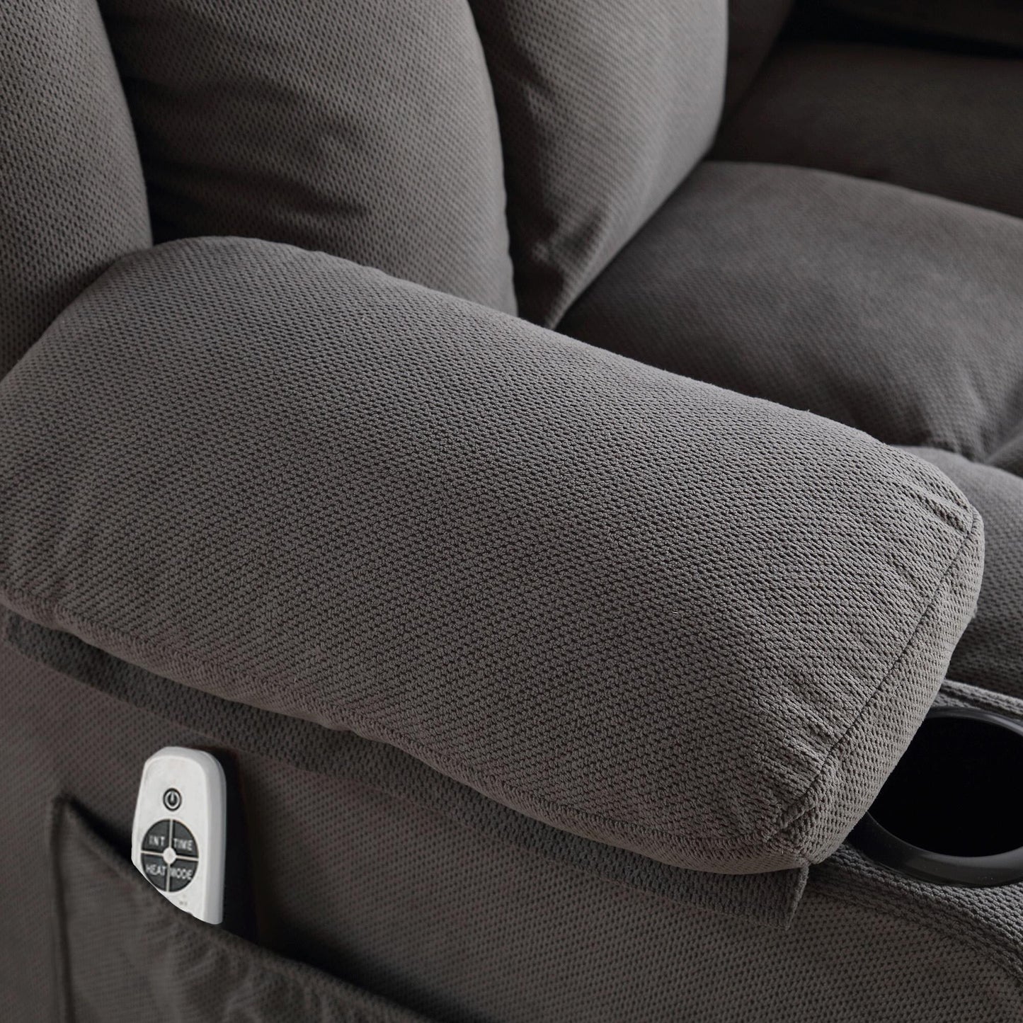 Fauteuil massant chauffant et pivotant, avec port USB et 2 porte-gobelets dans les poches latérales