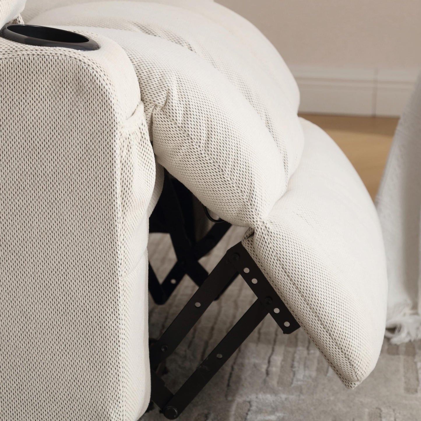 Fauteuil massant chauffant et pivotant, avec port USB et 2 porte-gobelets dans les poches latérales