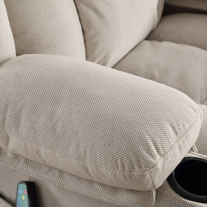 Fauteuil de massage chauffant pivotant, avec port USB et 2 porte-gobelets dans les poches latérales, Package A+B (BEIGE)