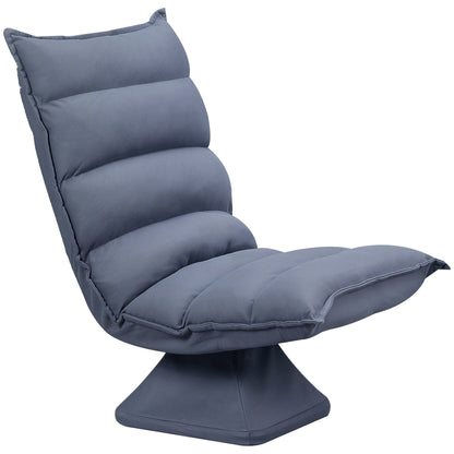 Fauteuil de sol pivotant, fauteuil inclinable à dossier capitonné, fauteuil de jeu en microfibre, fauteuil de salon sans accoudoirs avec dossier réglable