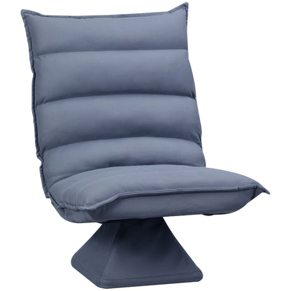 Fauteuil de sol pivotant, fauteuil inclinable à dossier capitonné, fauteuil de jeu en microfibre, fauteuil de salon sans accoudoirs avec dossier réglable