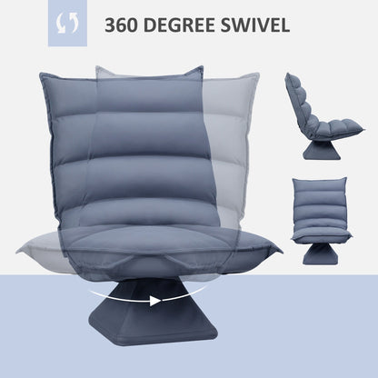 Fauteuil de sol pivotant, fauteuil inclinable à dossier capitonné, fauteuil de jeu en microfibre, fauteuil de salon sans accoudoirs avec dossier réglable