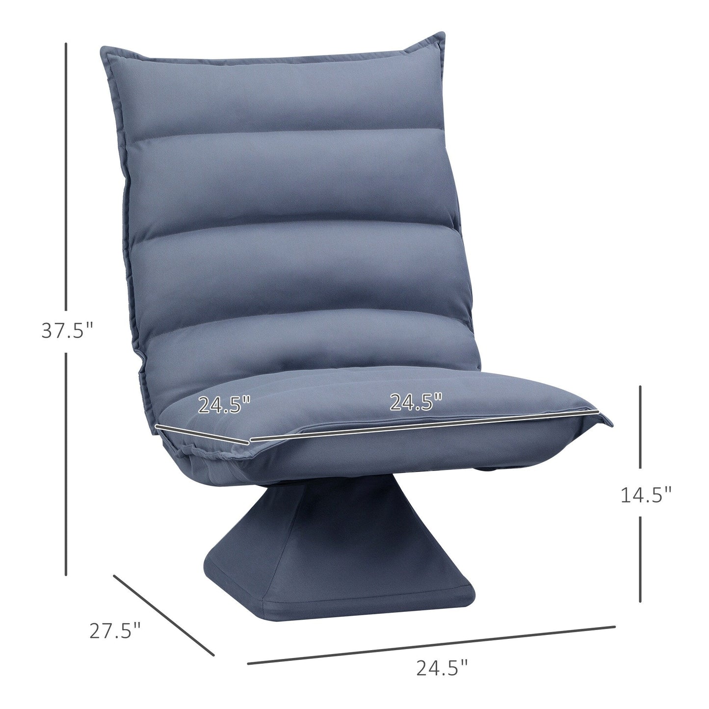 Fauteuil de sol pivotant, fauteuil inclinable à dossier capitonné, fauteuil de jeu en microfibre, fauteuil de salon sans accoudoirs avec dossier réglable