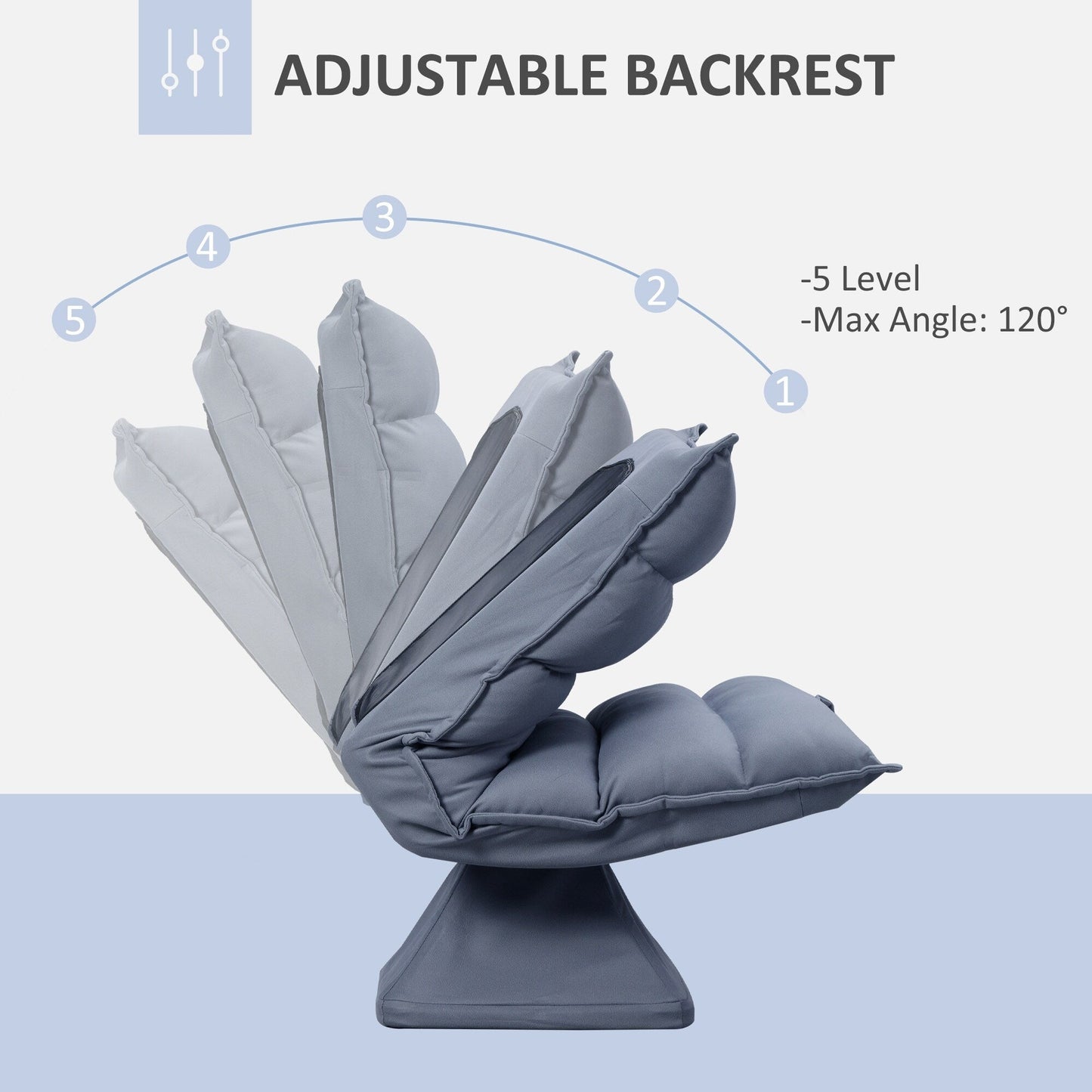 Fauteuil de sol pivotant, fauteuil inclinable à dossier capitonné, fauteuil de jeu en microfibre, fauteuil de salon sans accoudoirs avec dossier réglable