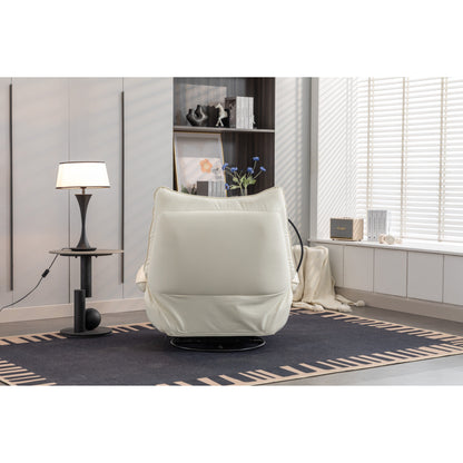 Fauteuil inclinable pivotant et électrique avec haut-parleurs Bluetooth, support de téléphone, ports de chargement USB et Type-C, rangement dissimulé des accoudoirs