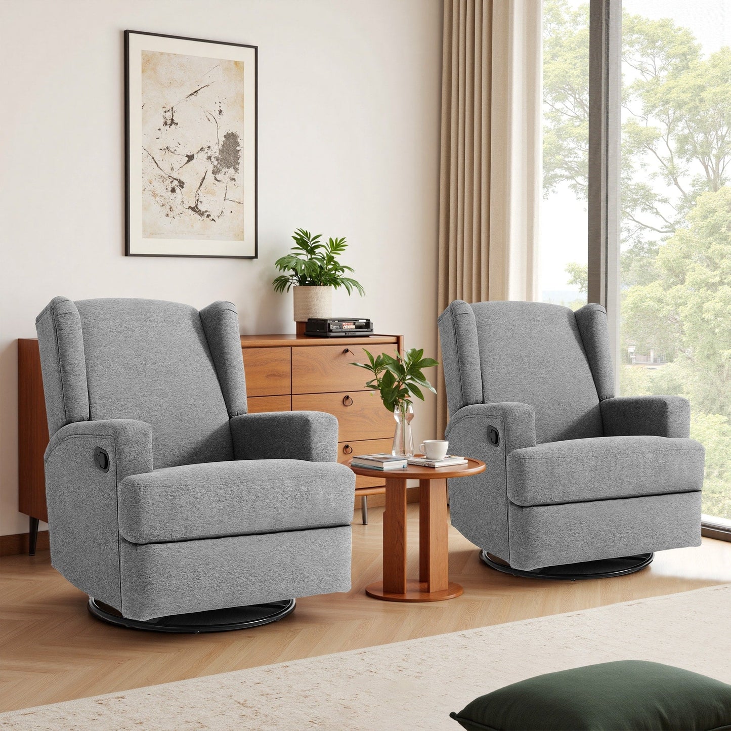 Ensemble de 2 fauteuils inclinables pivotants et à bascule pour chambre d'enfant