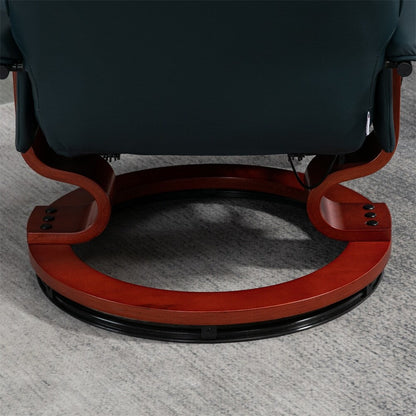 Fauteuil inclinable manuel pivotant en cuir avec accoudoirs et repose-pieds extensible