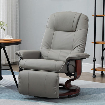 Fauteuil inclinable manuel pivotant en cuir avec accoudoirs et repose-pieds extensible