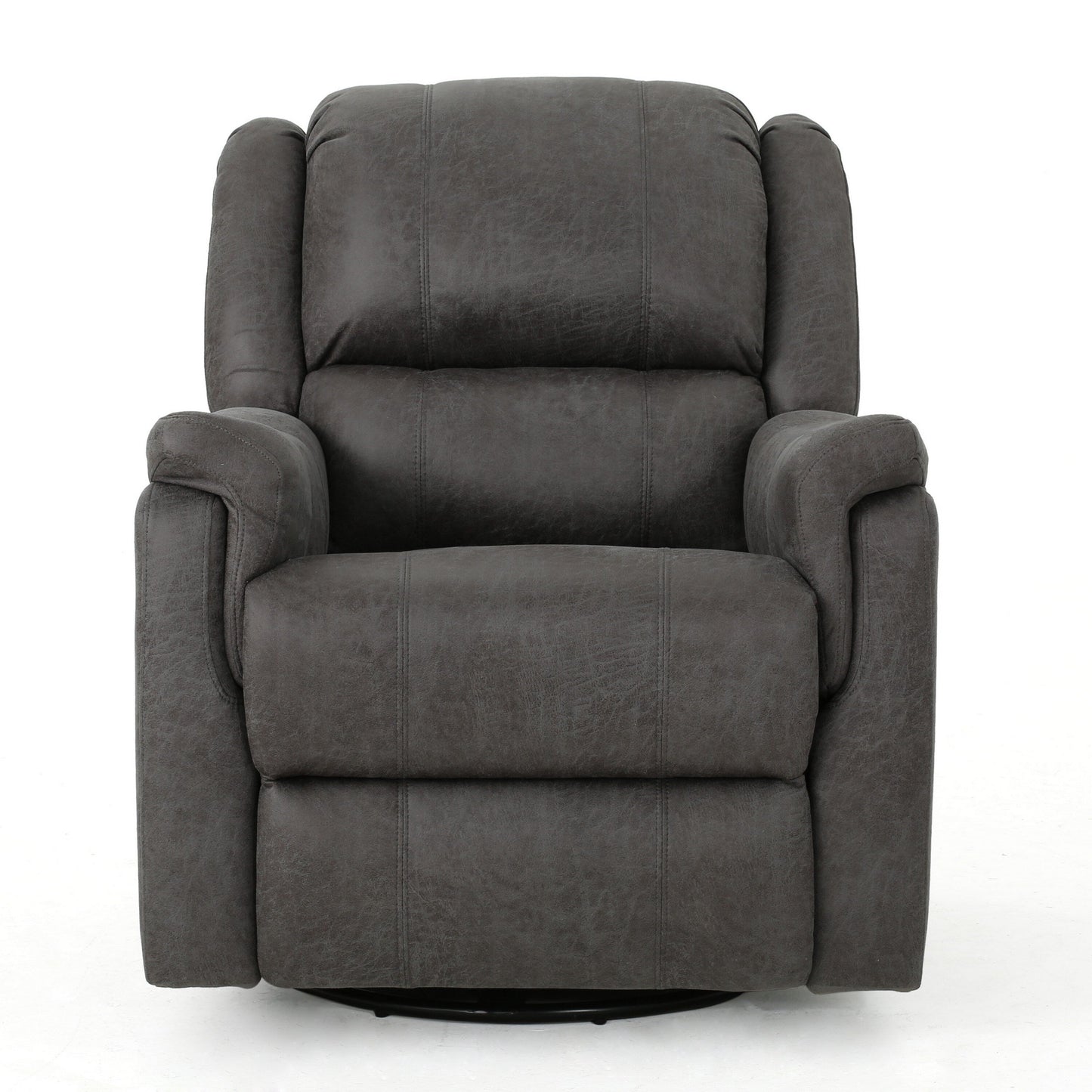 Fauteuil pivotant inclinable manuel, coussins, tissu gris lisse