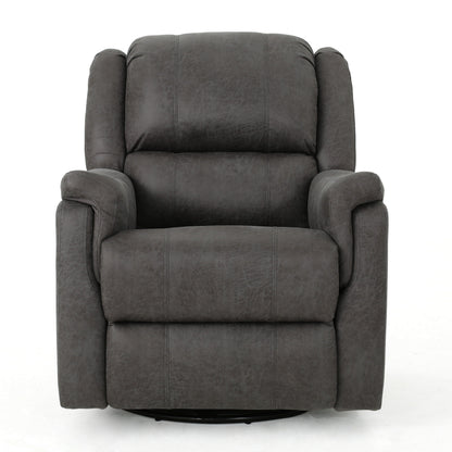 Fauteuil pivotant inclinable manuel, coussins, tissu gris lisse