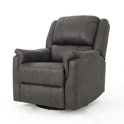 Fauteuil pivotant inclinable manuel, coussins, tissu gris lisse