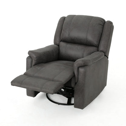 Fauteuil pivotant inclinable manuel, coussins, tissu gris lisse