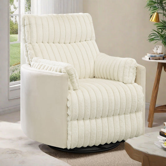 Fauteuil inclinable pivotant à 360° avec inclinaison manuelle - Siège large et moelleux, accoudoirs coussinés, ressorts ensachés/sinueux