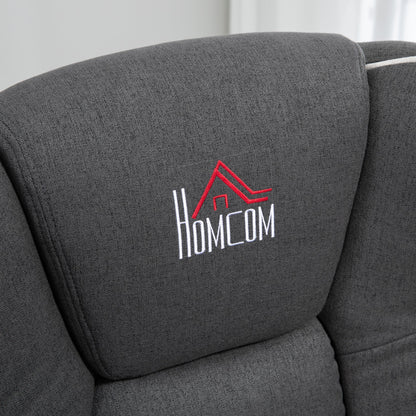 Fauteuil inclinable pivotant avec revêtement en lin, fauteuil de salon manuel avec repose-pieds et deux porte-gobelets pour salon